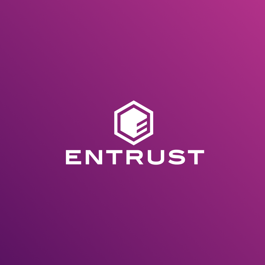 Entrust logo purple background