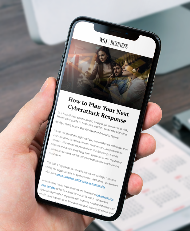 Phone screen showing WSJ Business Article about how to plan your next cyberattack response