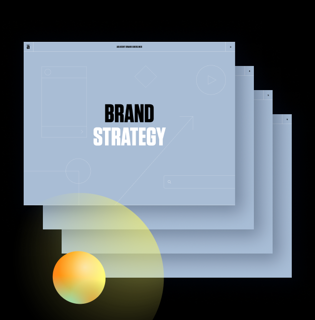 A brand strategy presentation is showcased on a black background by a reputable B2B brand strategy agency.