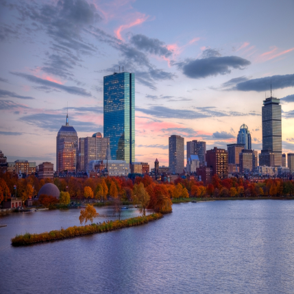 Boston skyline in the Fall