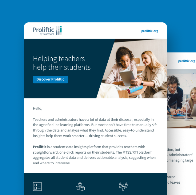 Webpage giving a high-level explanation of the student data insights platform Proliftic.