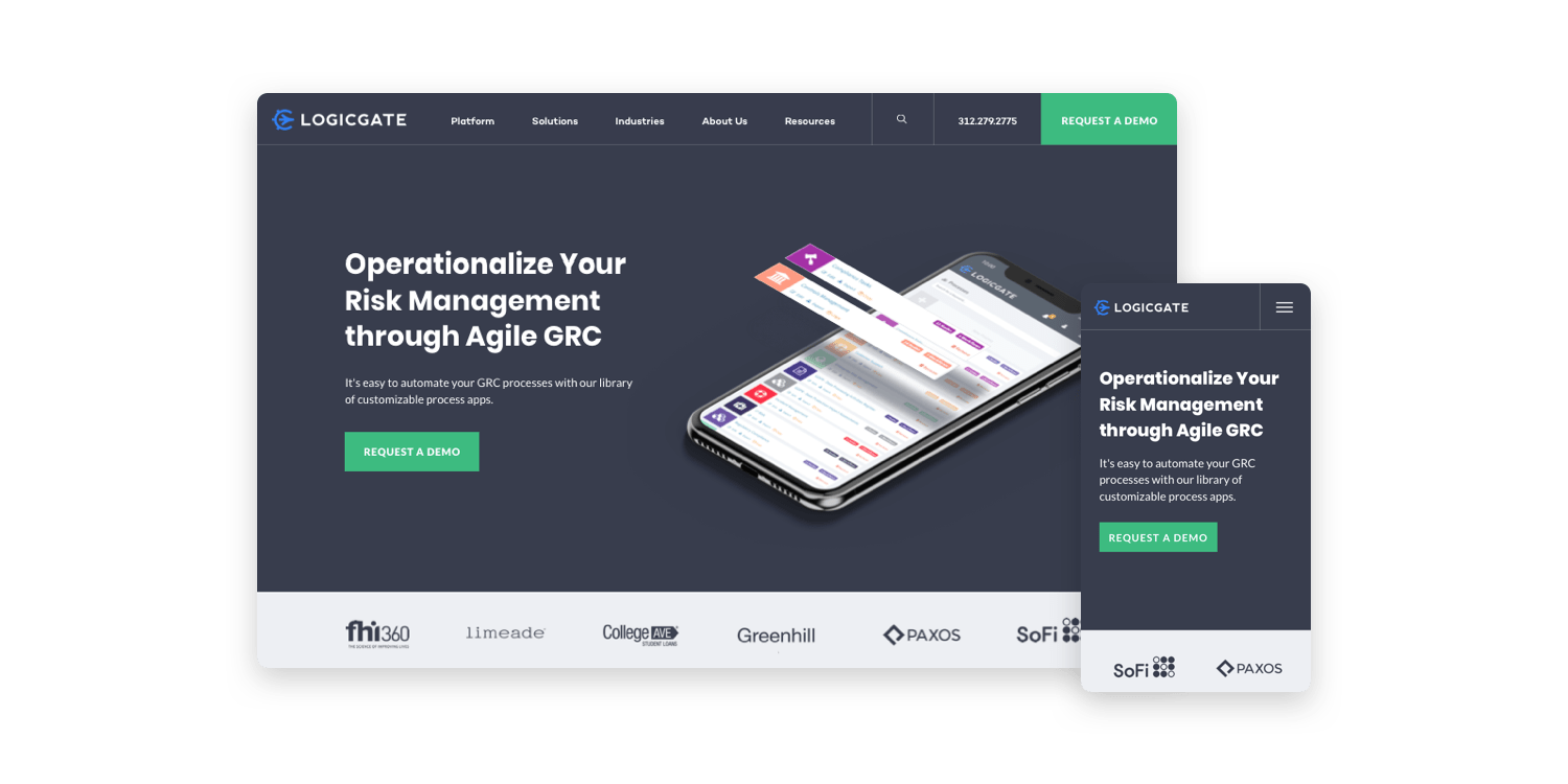 LogicGate homepage mockup