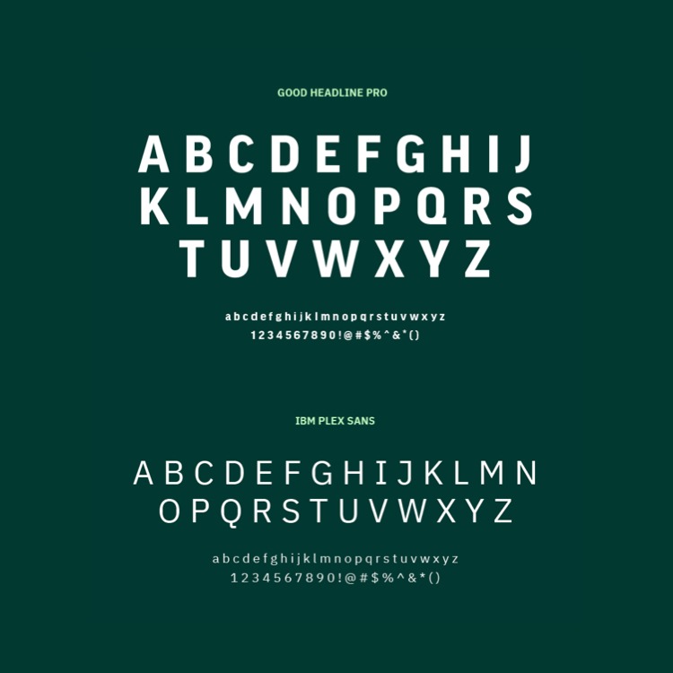 rendering of hub group's new font with the alphabet 