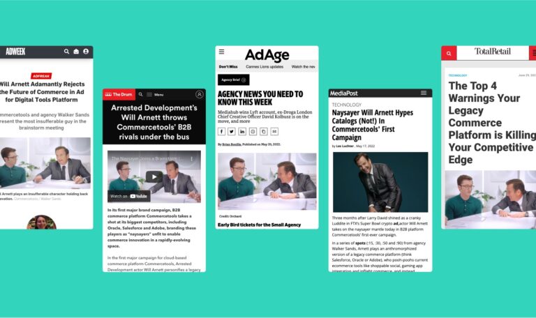 clips of several news articles about the naysayer campaign in adweek, the drum, adage, mediapost, and totalretail