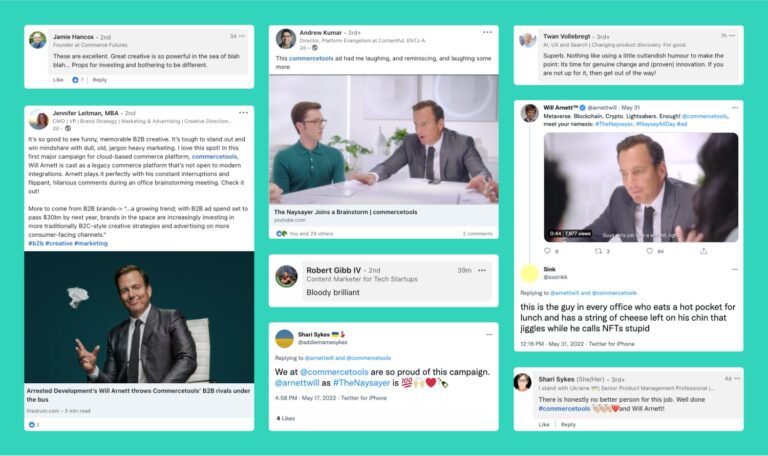 screenshots of positive reactions and comments in response to the naysayer campaign on various social media platforms 