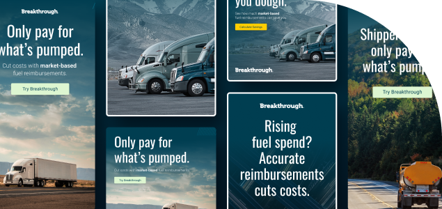 Google Display ads promoting the Fuel Savings Calculator for Breakthrough.