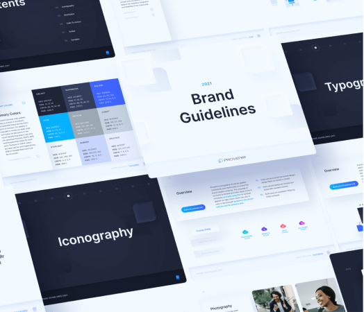 Slides from a brand guidelines document for Provenir.