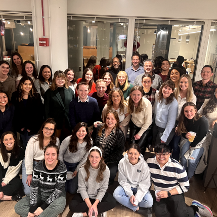 Portrait of Walker Sands employees in the Chicago office kitchen