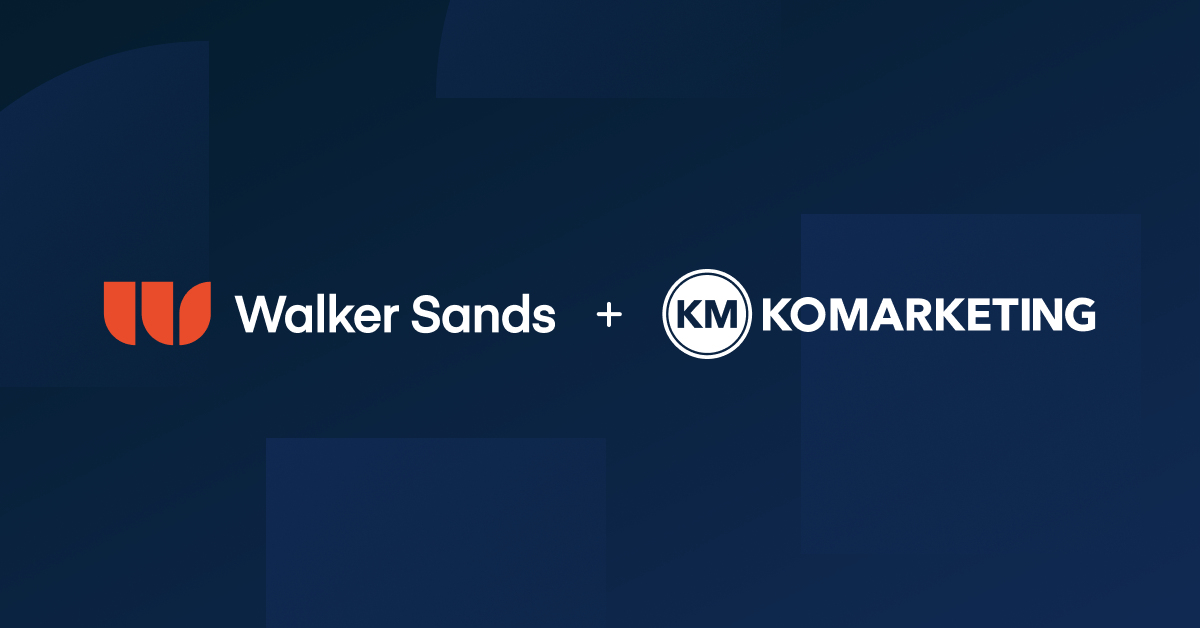 Graphic showing the Walker Sands logo + KoMarketing logo