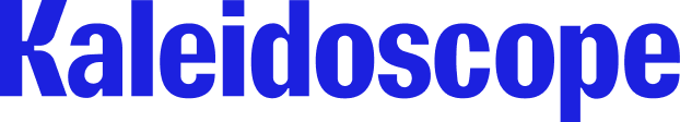 Kaleidoscope logotype in blue against transparent background
