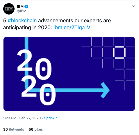 IBM blockchain awareness tweet