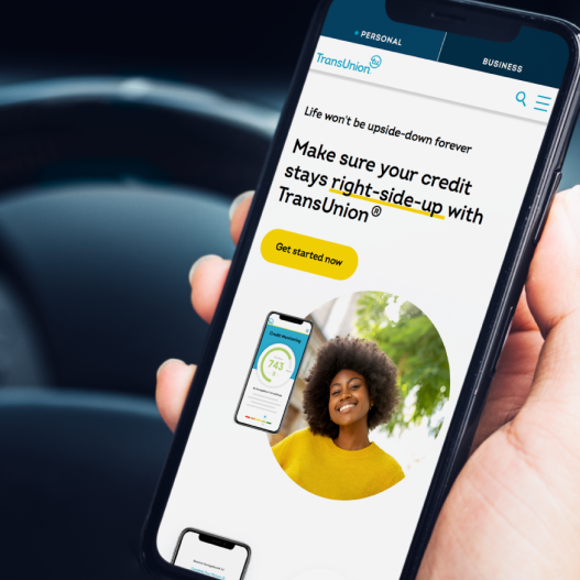 Mockup of the TransUnion redesigned website.