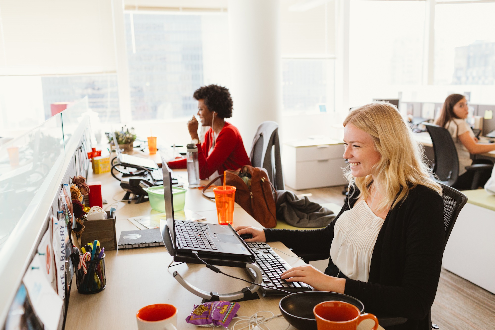 Employees working at desk