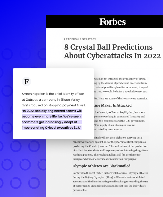 Forbes byline with the title 8 Crystal Ball Predictions about Cyberattacks in 2022