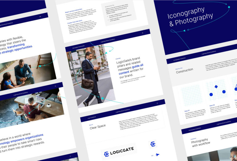 pages from the new logicgate brand guidelines