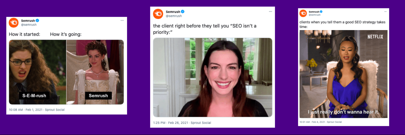 Semrush Twitter content