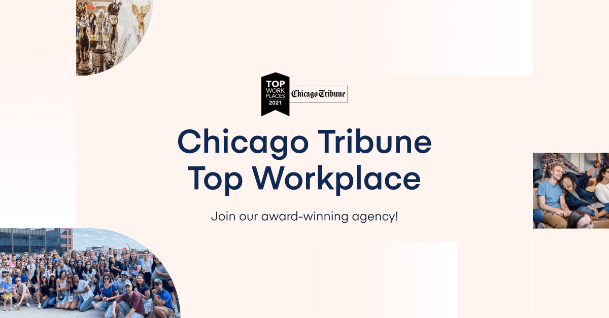 Social graphic announcing that Walker Sands was named a 2021 Chicago Tribune Top Workplace