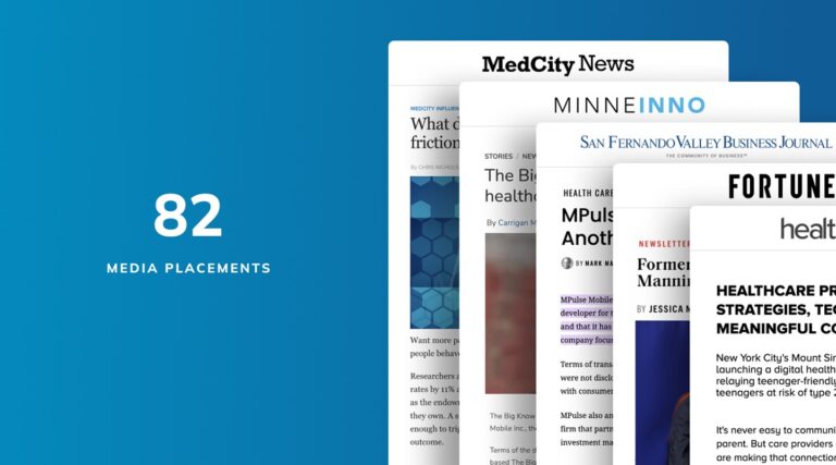 screenshots of several mPulse media placements with text that shows 82 total placements 