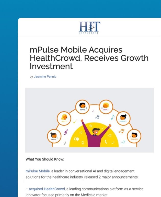 a screenshot of an article from HIT consultant about mPulses acquisition of HealthCrowd