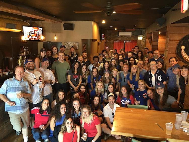 Photo of Walker Sands employees at Country Club bar in Wrigleyville