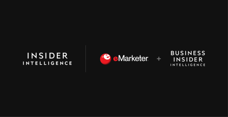 the logos for emarketer and business insider intelligence with a plus sign between them, next to the insider intelligence logo