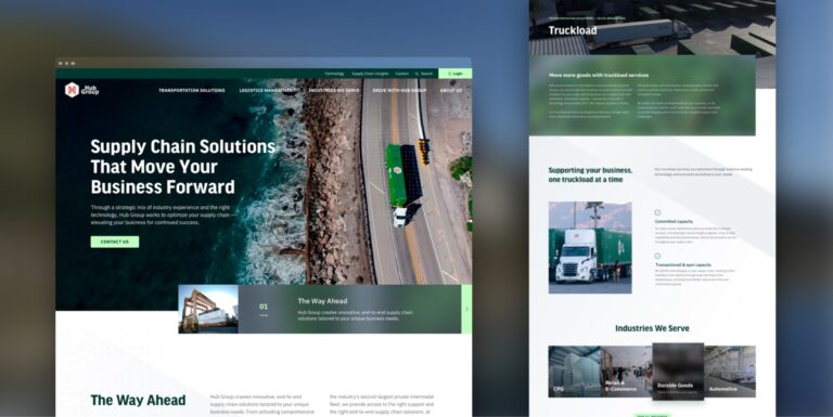 screenshot of hub group's rebranded website 