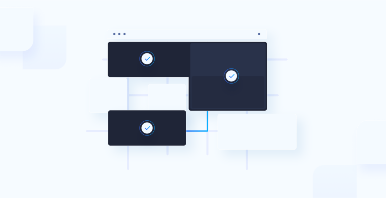 animation of three screens connected by lines to represent web and UX design work