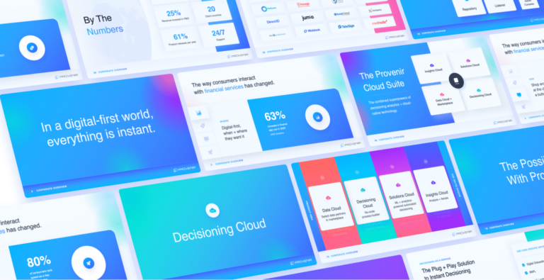 side-by-side images of Provenir's new web pages that show off their updated branding