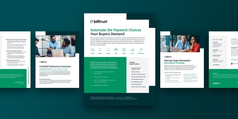 pages from a report designed with billtrust's new visual identity
