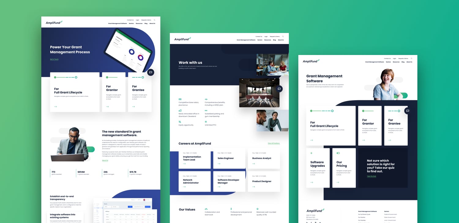 AmpliFund web pages mockup