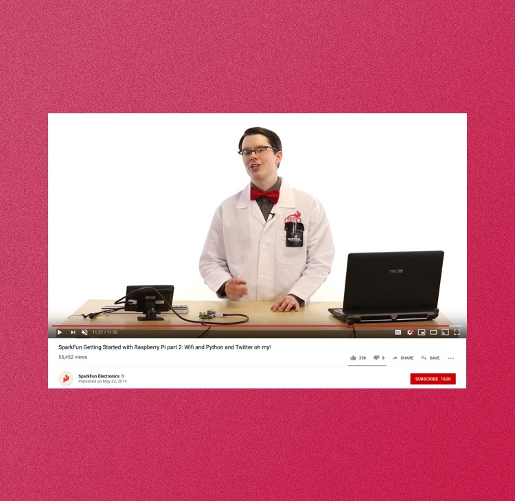screenshot of a YouTube video from SparkFun Electronics about Raspberry Pi