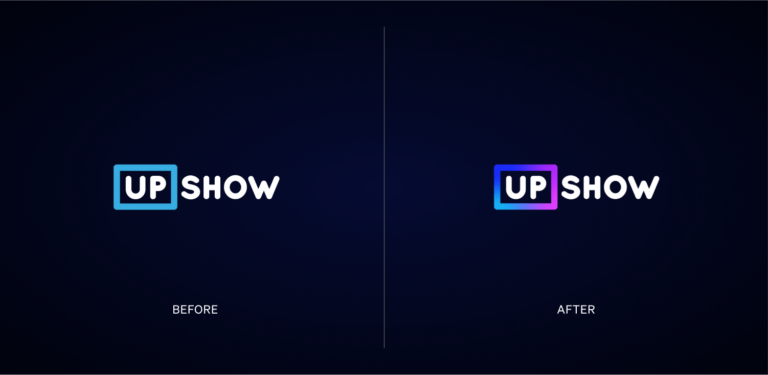 the UPshow logo before and after their rebrand