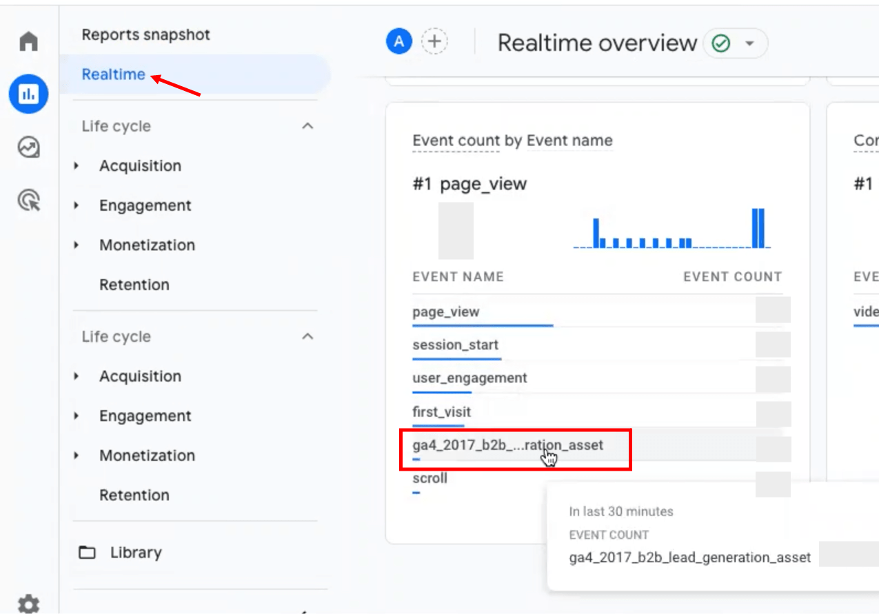 GA4 Realtime report
