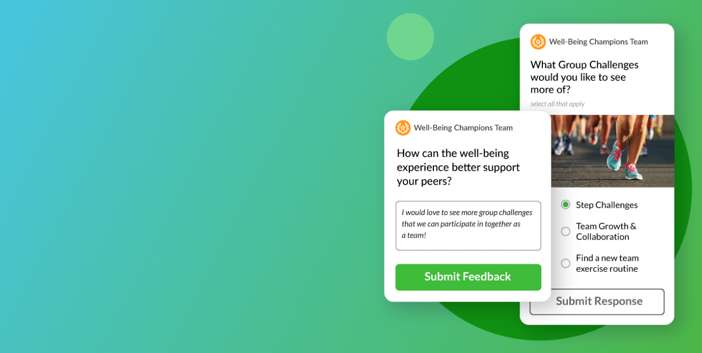 Renderings of feedback forms for employee well-being surveys