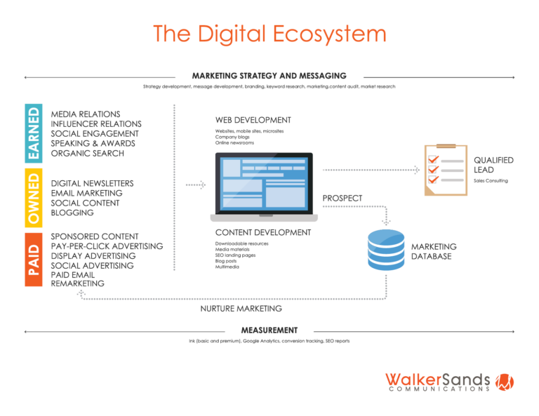 Graphic explaining the Walker Sands Digital Ecosystem