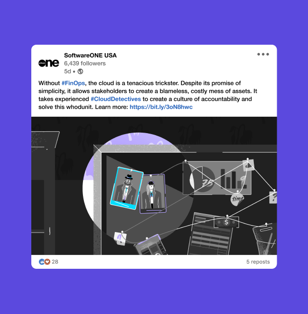 SoftwareOne Cloud Detectives campaign LinkedIn post