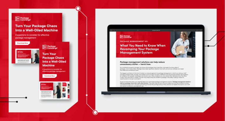 Package Concierge ad examples with landing page