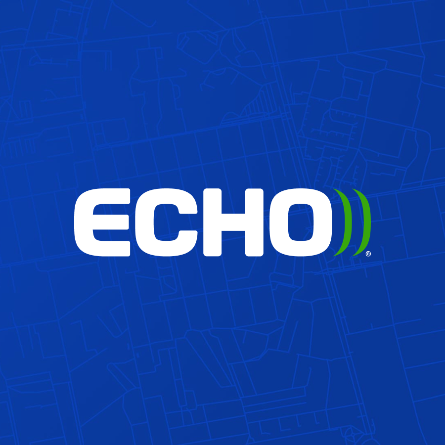 Echo Global logo on blue background