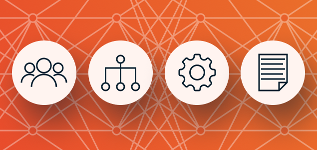 RevOps iconography on orange background
