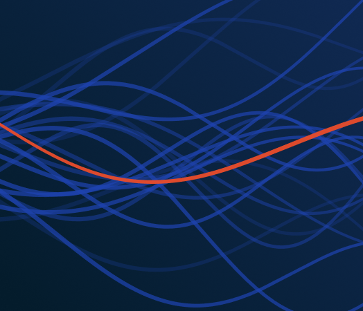 Orange line over blue background